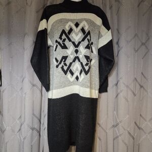 Vintage Together! Black Gray White Sweater Dress M